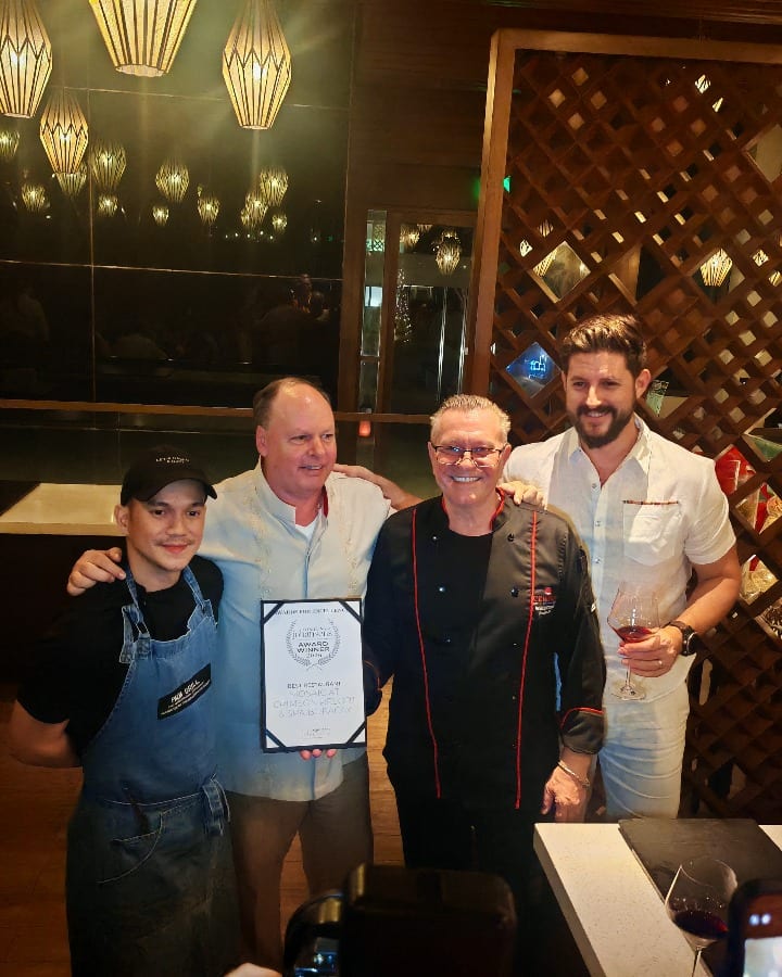 Chef Miggy Moreno; Didier Belmonte Crimson Resort and Spa General Manager; Nickolai Stoyanov, the Executive Chef of the resort; and Jean Philippe, General Manager of AWC